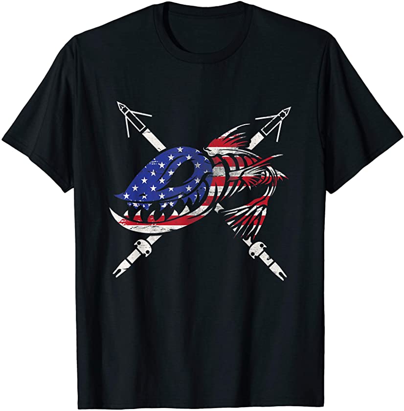 Bowfishing freedom flag USA vintage Great gift T-Shirt