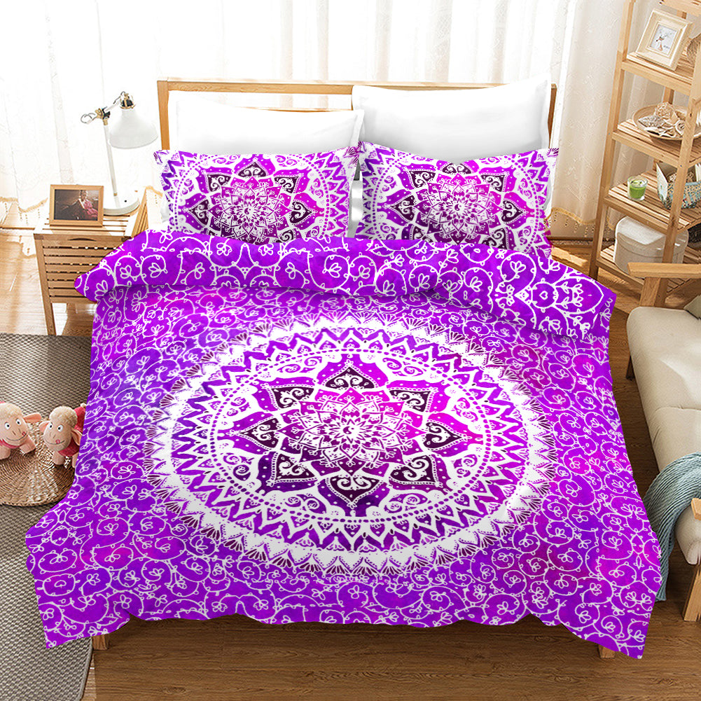 3D Purple Bohemian Elephant Quilt Cover Set Bedding Set Pillowcases 102