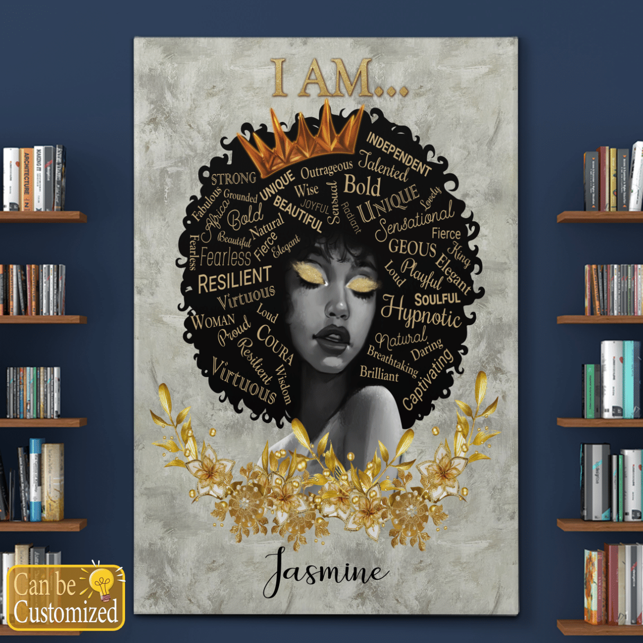 Personalized Canvas For Black Girl I Am Beautiful Black Queen Wall Decor Poster Canvas