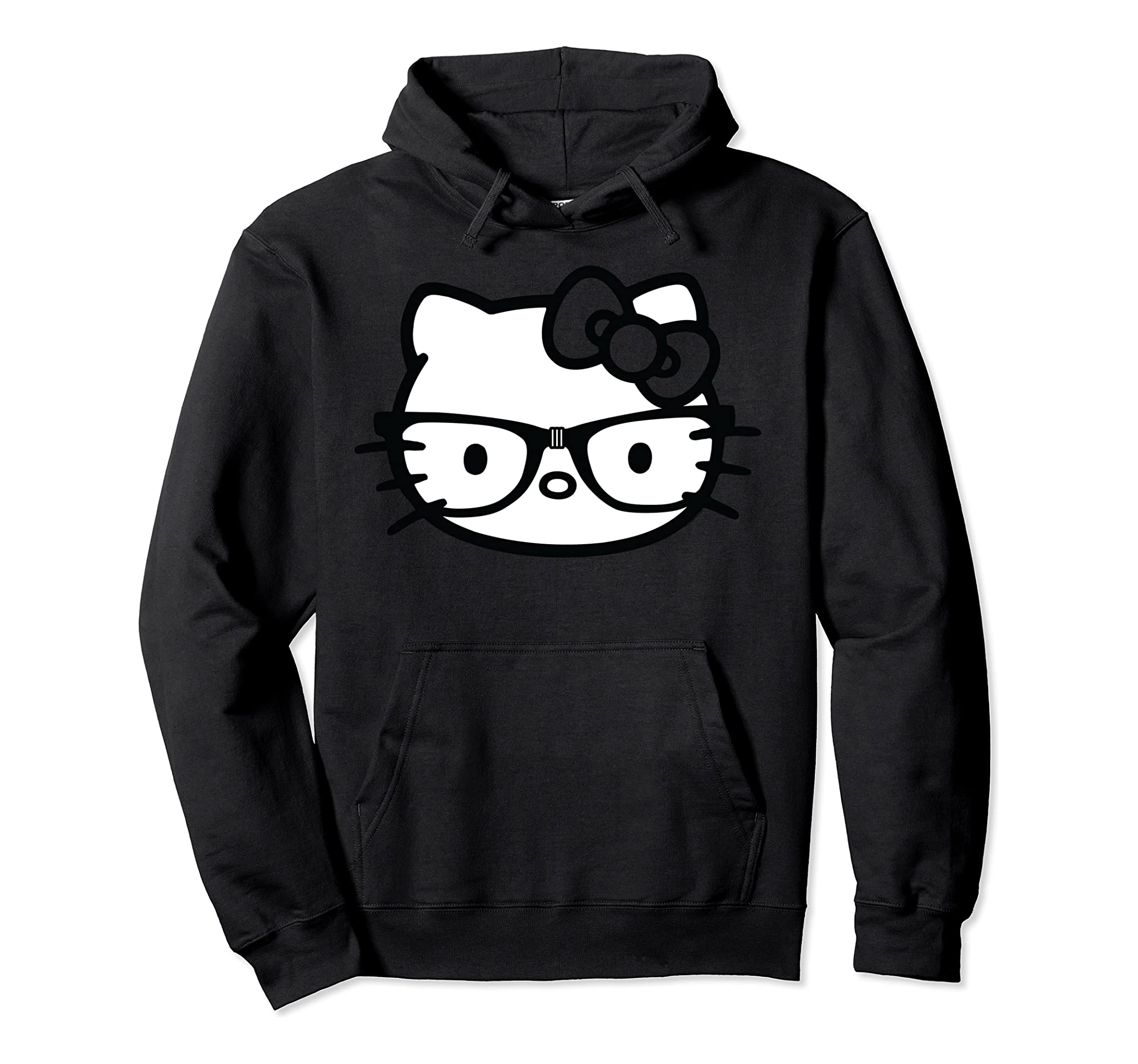 Hello Kitty Black And White Nerd Glasses Pullover Hoodie