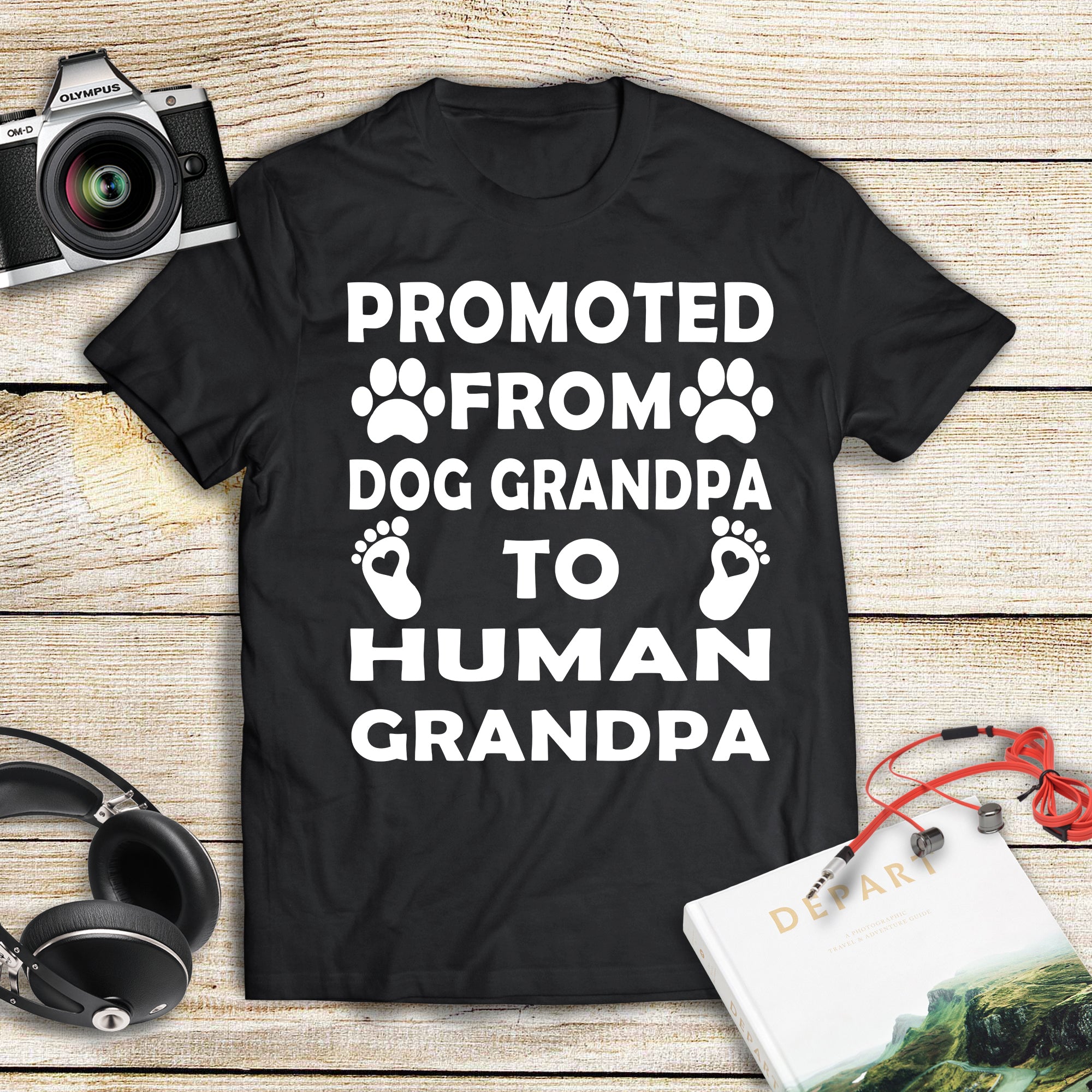 Promoted From Dog Grandpa To Human Grandpa – Standard T-shirt