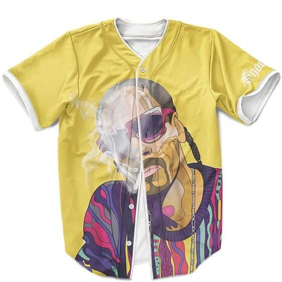 Snoop Dogg Merch Snoop Lion Smoking Marijuana Yellow Baseball Shirt