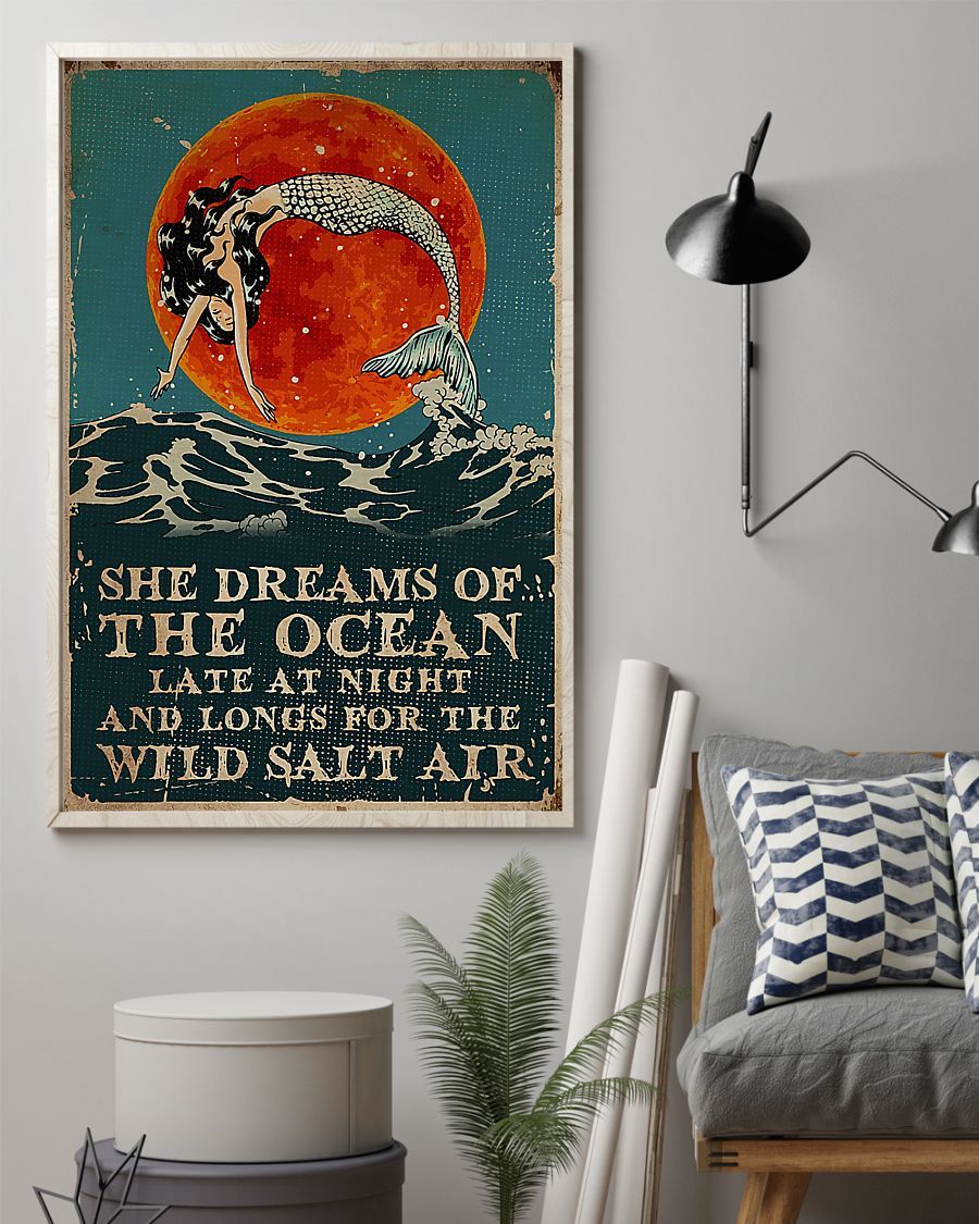Mermaid She Dreams Vertical Canvas And Poster | Wall Decor Visual Art