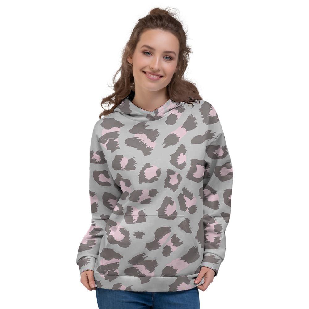 Grey And Pink Leopard Women’S Hoodie