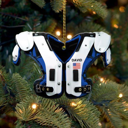 American Football Shoulder Pads – Personalized Printed Ornament ( Blue )