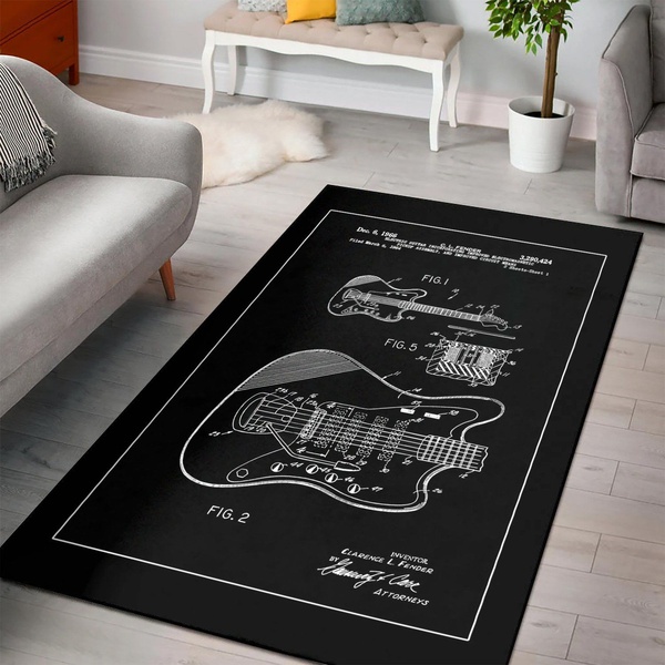 Fender Guitar Instrument Area Rug Gift for fans Home Decor