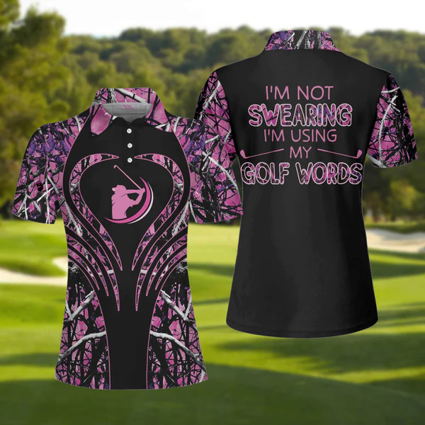 Thinning Layout Camouflage Pattern I’M Not Swearing I’M Using My Golf Words Golf Short Sleeve Women Polo Shirt Coolspod