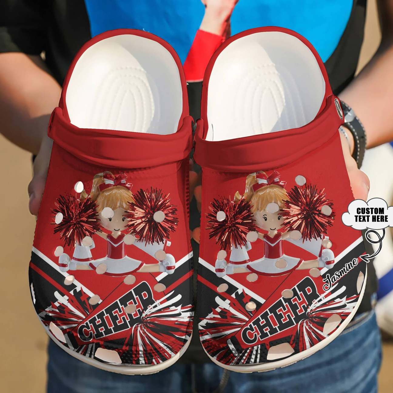 Cheerleader Personalized Clog, Custom Name, Text Cheer Up, Fashion Style For Women, Men, Kid, Print 3D