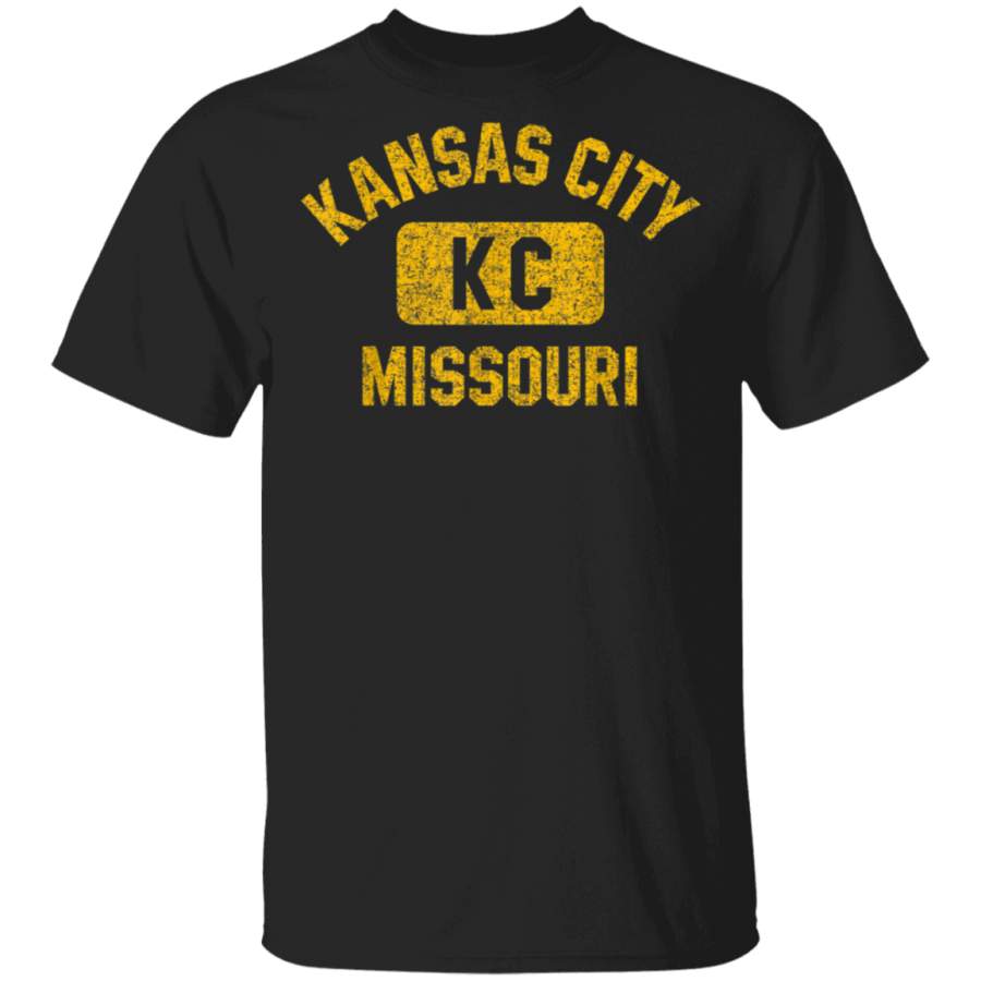 Kansas City KC Gym Style Distressed Amber Print TShirt