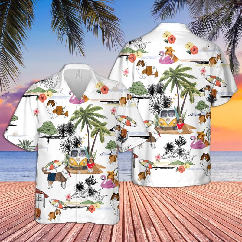 Unisex Shetland Sheepdog Beach Hawaii Shirt Ha55308