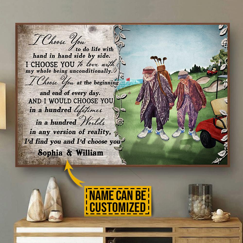 Personalized Canvas, Custom Canvas Prints Golf Old Couple I Choose You Customized Poster Print, Canvas Poster Wall Art, Canvas Print Wall Decor