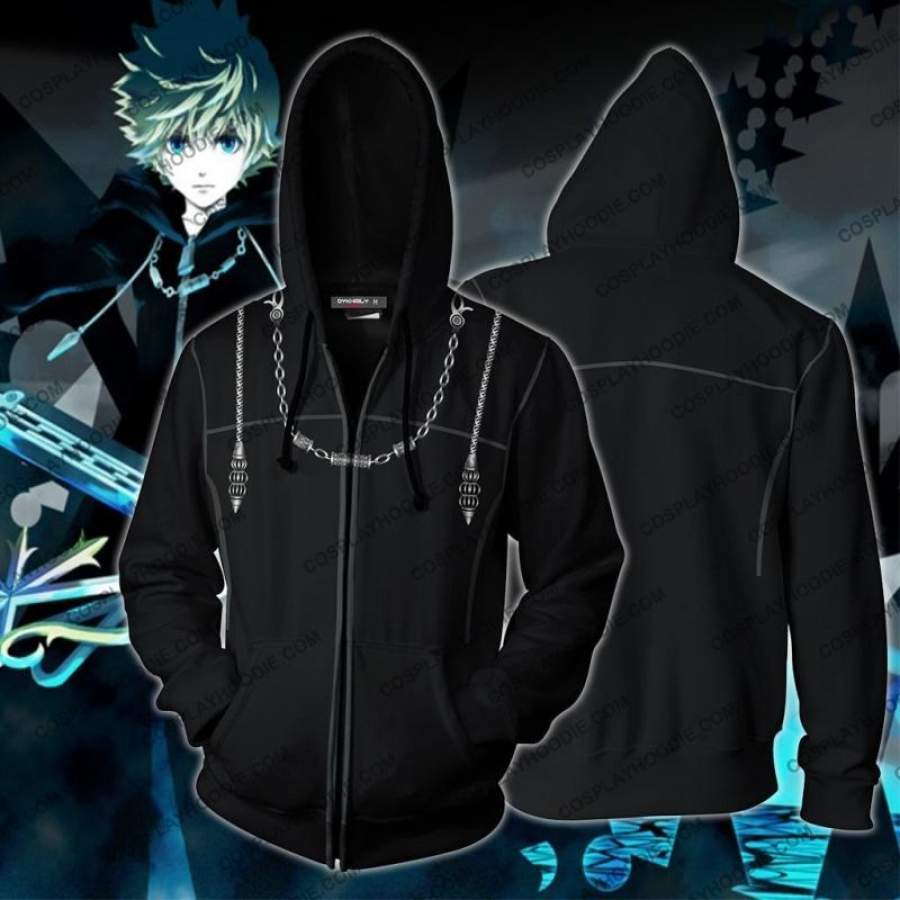 Kingdom Hearts III Roxas Hoodie Cosplay Jacket Zip Up