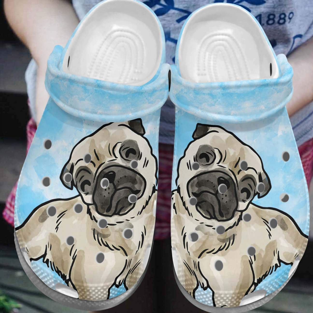 Pug Personalized Clog, Custom Name, Text, Color, Number Fashion Style For Women, Men, Kid, Print 3D Smile Pug