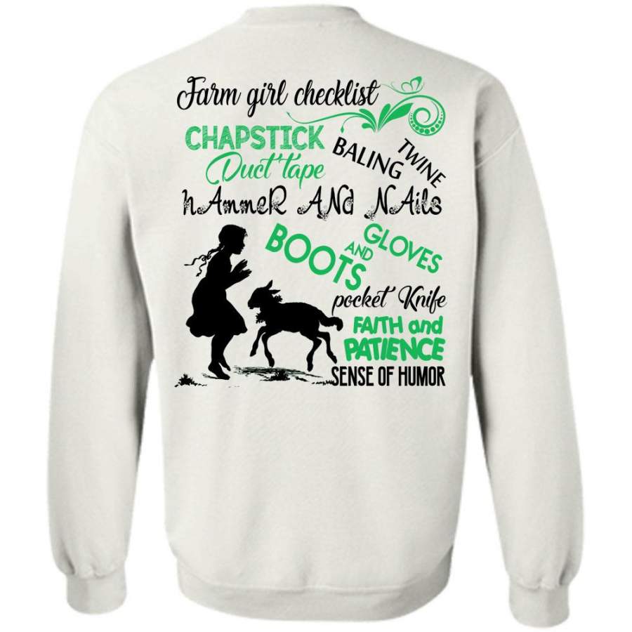 I Love Farming T Shirt, Farm Girl Checklist Sweatshirt