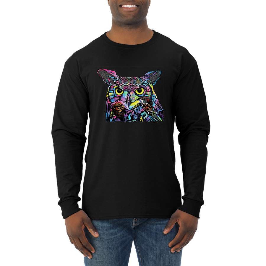 Dean Russo Owl Animal Lover Mens Long Sleeve Shirt