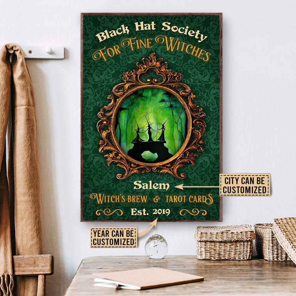 Aeticon Gifts Personalized Witch Black Hat Society Canvas Mom Dad Gift Home Decor