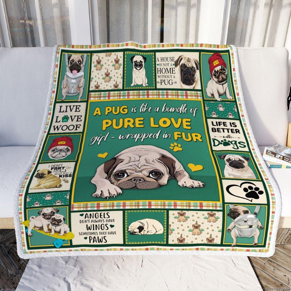 A Pug Is Like A Bundle Of Pure Love Blanket Gift For Pug Dog Lovers Birthday Gift Home Decor Bedding Couch Sofa Soft And Comfy Cozy