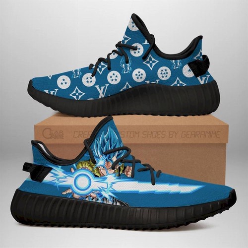 Best Gogeta Dragon Ball Yeezy Sneakers Shoes Black For Sale