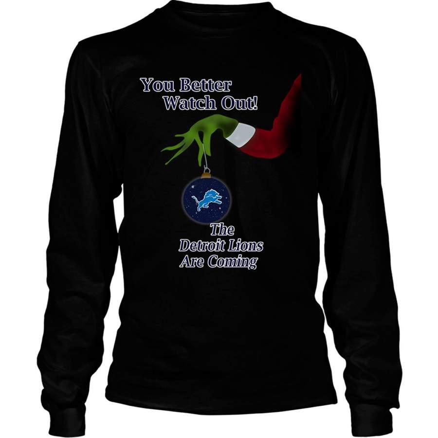 The Detroit Lions Are Coming T Shirt, The Grinch T Shirt – Long Sleeve Tees