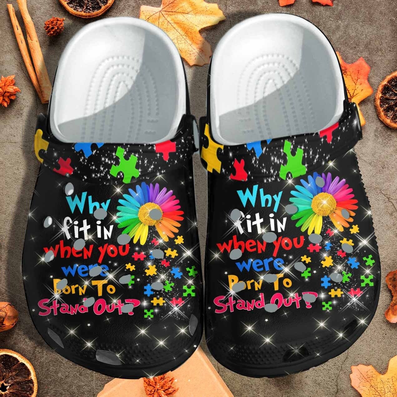 Puzzle Flower Autism Awareness Custom Crocs Shoes Clogs – Born To Stand Out Outdoor Crocs Shoes Clogs Birthday Gift For Men Women – Gigo Smart