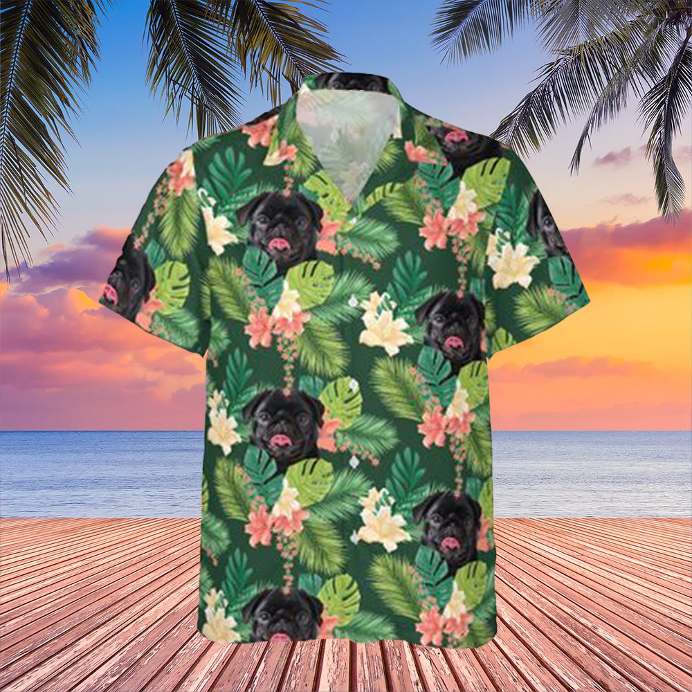 Pug Tropical Lily Floral Hawaii Shirt Dog Print Gift For Lovers Ha33739