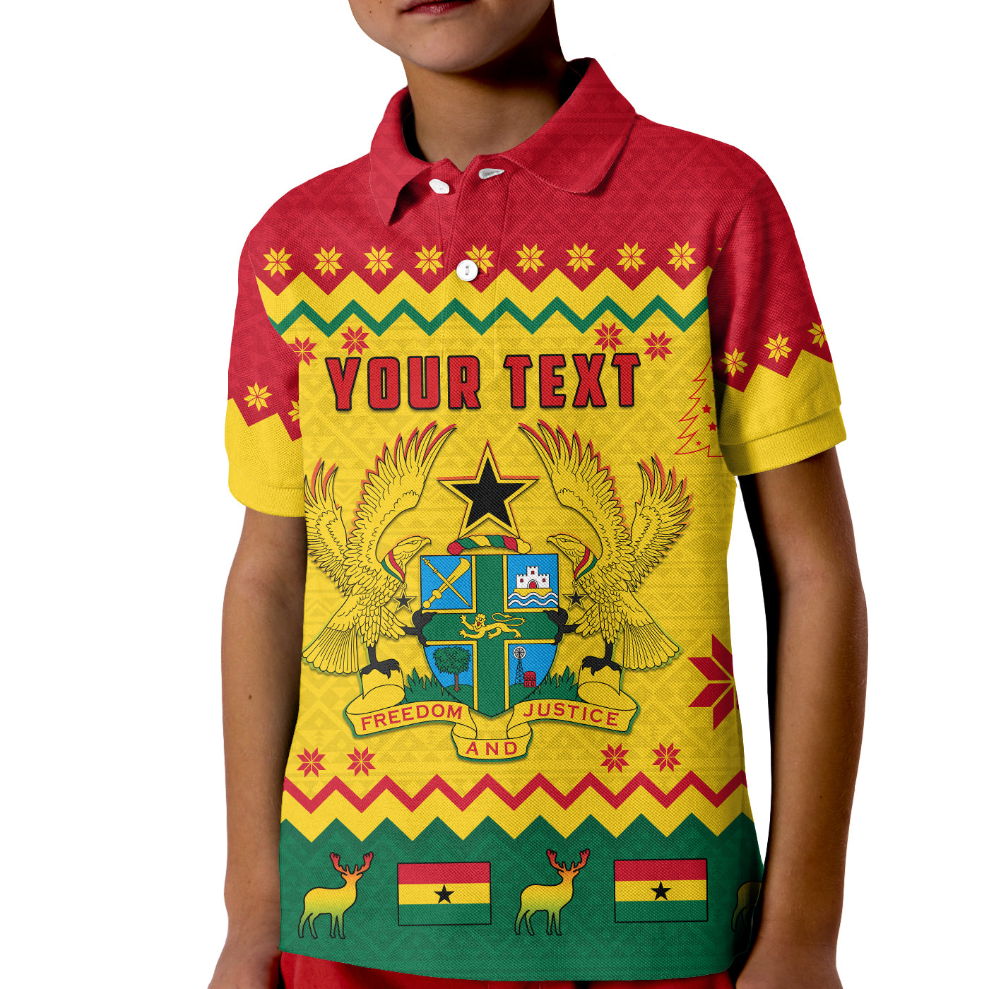 (Custom Personalised) Ghana Christmas Polo Shirt Kid African Pattern Lt13