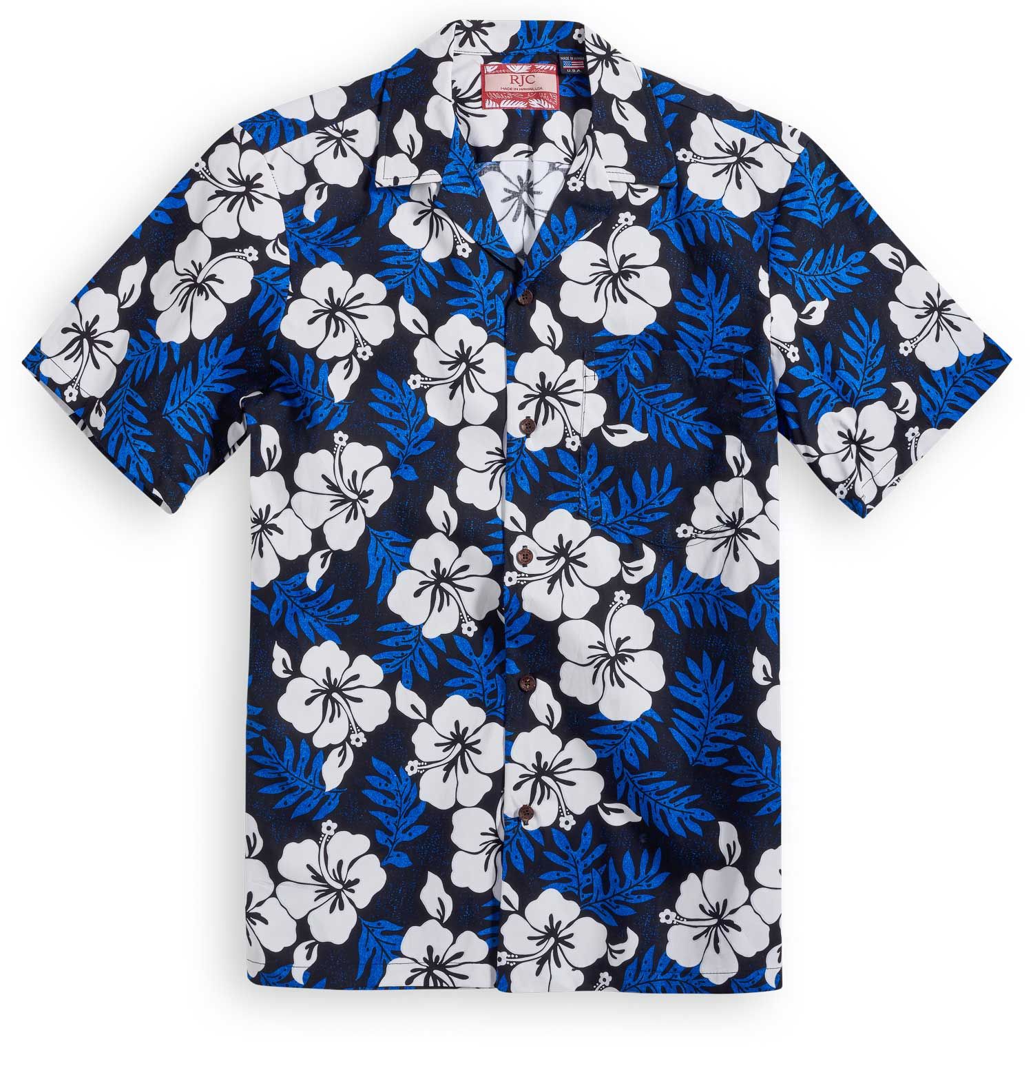 Midnight Hibiscus Blue White Best Design Hawaii Shirt Ha48443