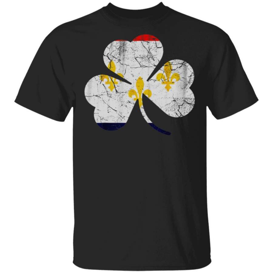 New Orleans Flag Irish Shamrock St Patricks Day T-Shirt