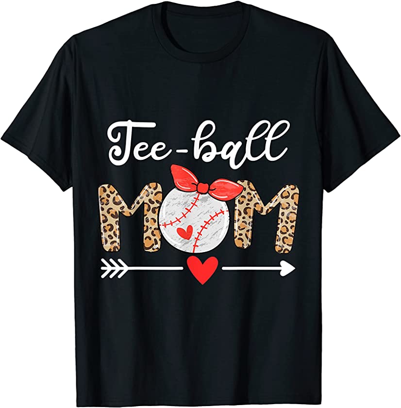 TeeBall Mom Mother’s Day 2021 Gift T Ball Mom Leopard T-Shirt