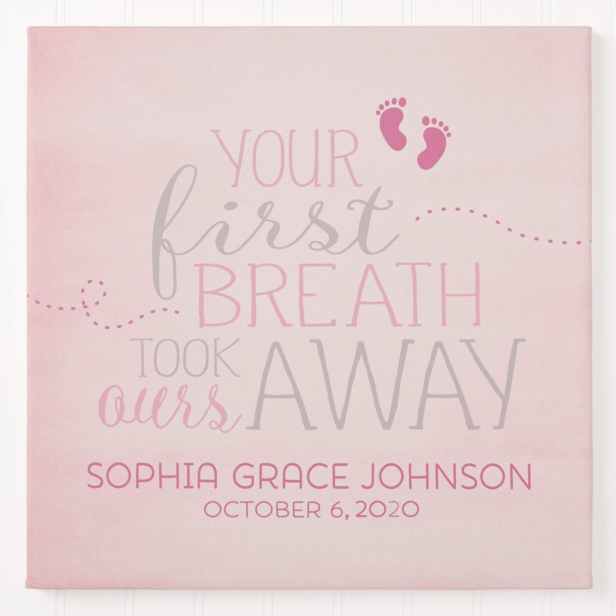 [Personalized Name & Date] You Took Our Breath Away – Perfect Gift Idea For Baby Kids, Mom To Be, Gift For Family , Gift For Home Decor, Best Gift- Matte Canvas, Wall Art, Canvas Prints