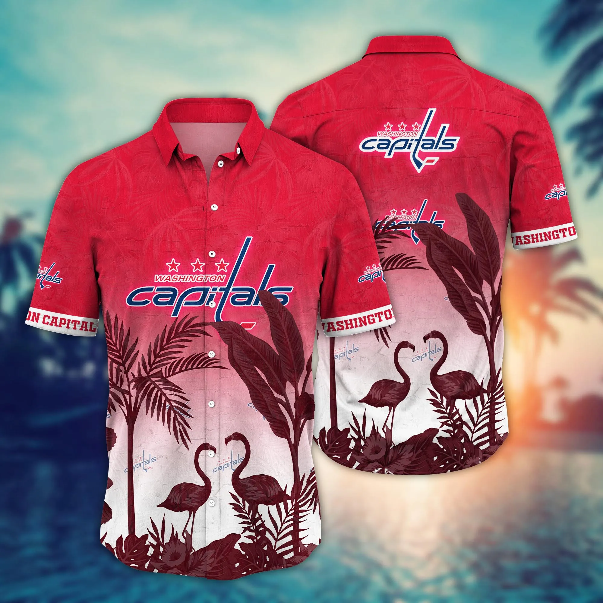 Washington Capitals Nhl Hawaiian Shirt Evening Strollstime Aloha Shirt