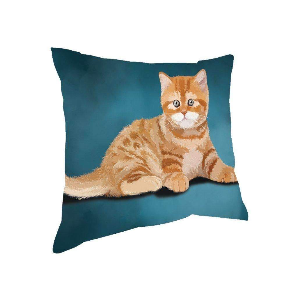 British Orange Kitten Cat Throw Pillow