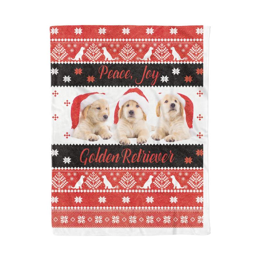 Blanket Peace, Joy and Golden Retriever Ugly Christmas Super Soft Warm Cozy Blanket Fleece Blanket