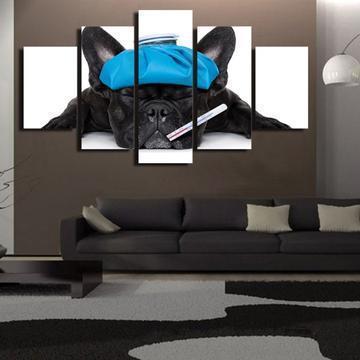 Vet Doggy Animal Black Pug dog 5 panel Canvas – Wall Art