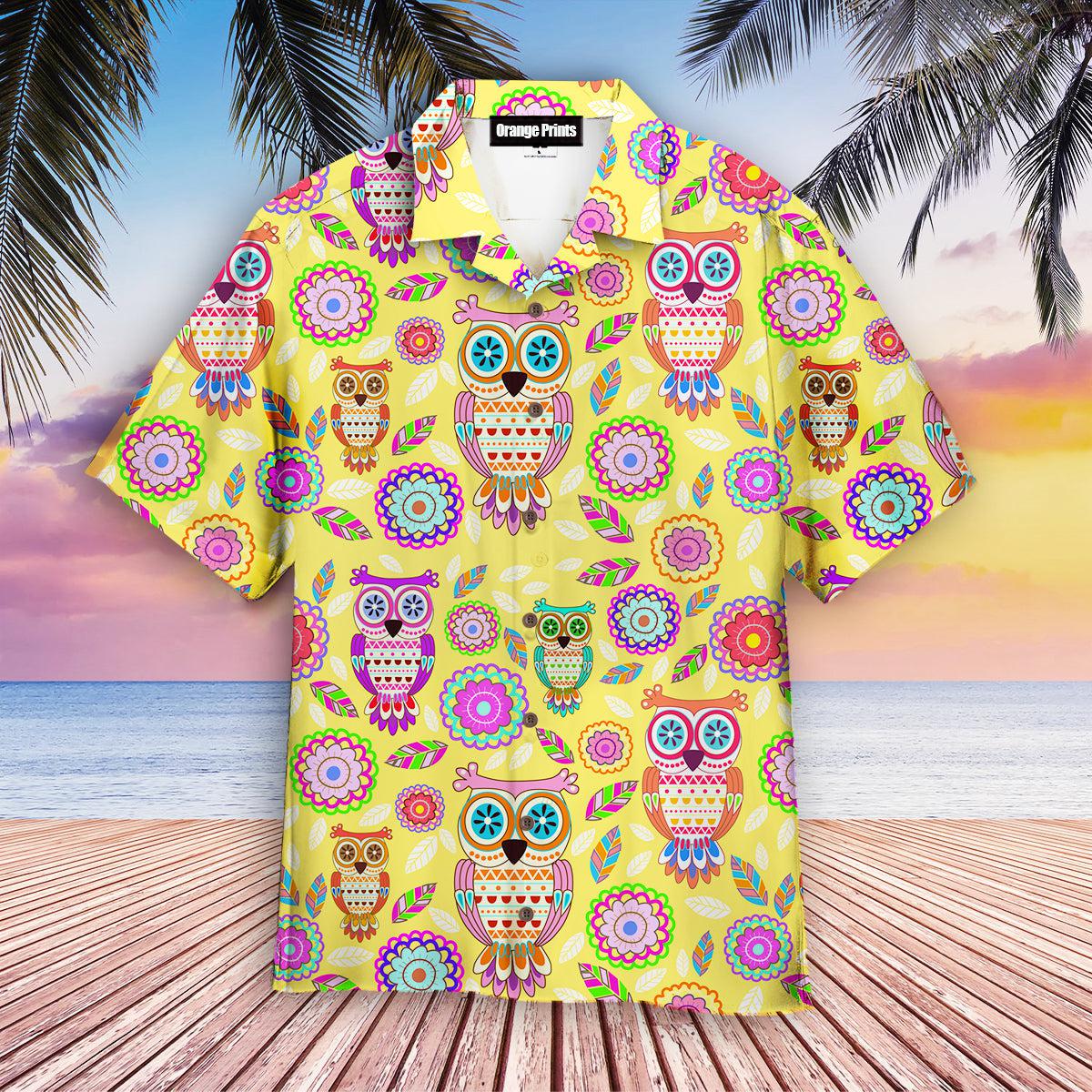 Yellow Owl And Flowers Hawaii Shirt For Men Women Ha103705