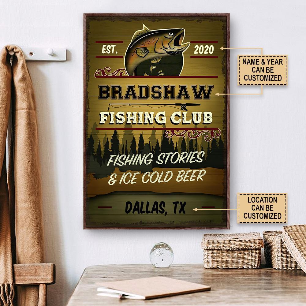 Aeticon Gifts Personalized Fishing Club Canvas Mom Dad Gift Home Decor