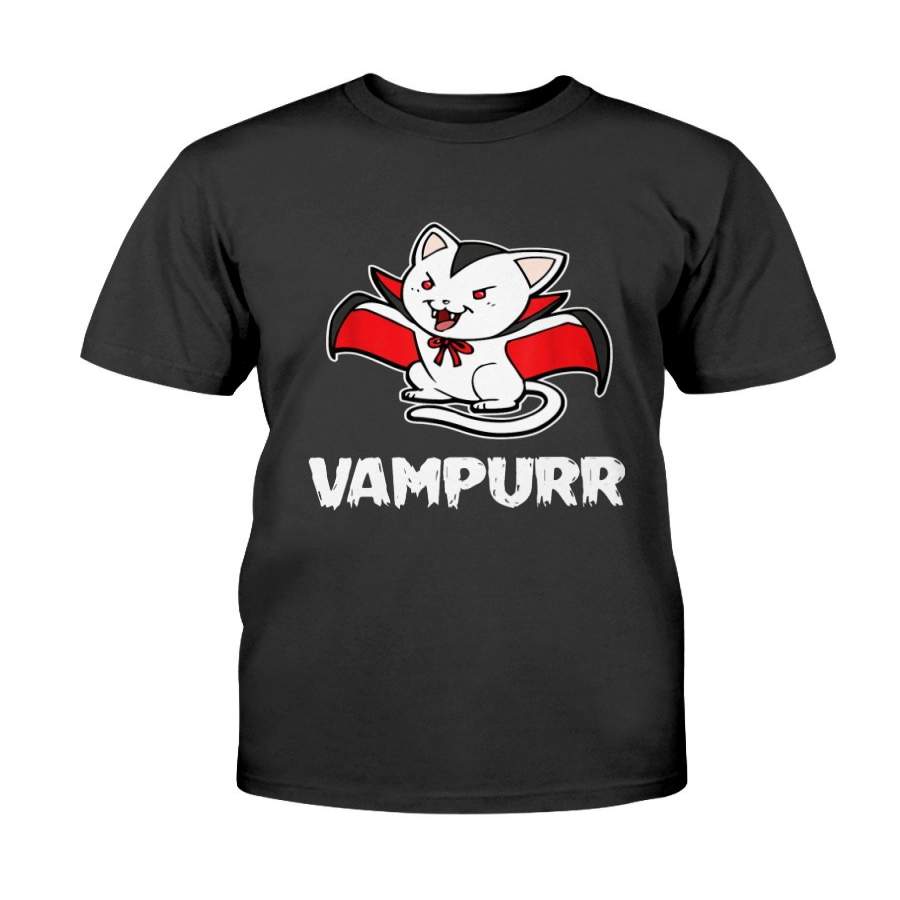 Vampurr Halloween Costume Funny Vampire Kitten Cat Dracula T-Shirt