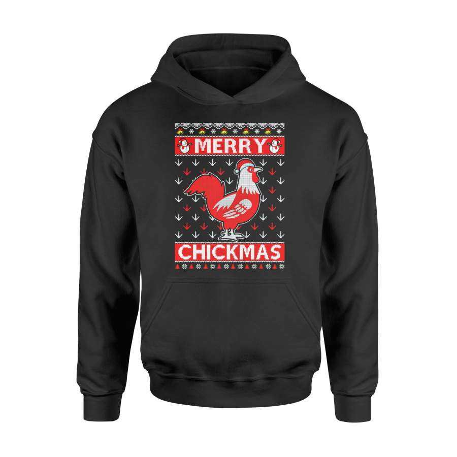 Christmas gift idea Merry Chickmas Farmer Chicken Ugly Xmas T-Shirt – Standard Hoodie