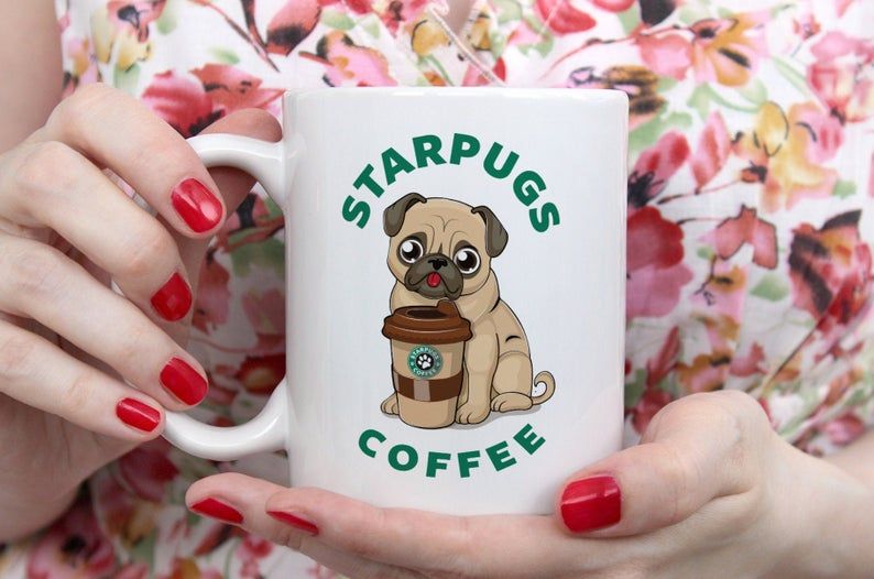 Tar Pugs Coffee Pug | Starbucks Valentines Lover Birthday Gift Present Animal Mug Cup Coffee Tea Her Him Wife Girlfriend Friend Work