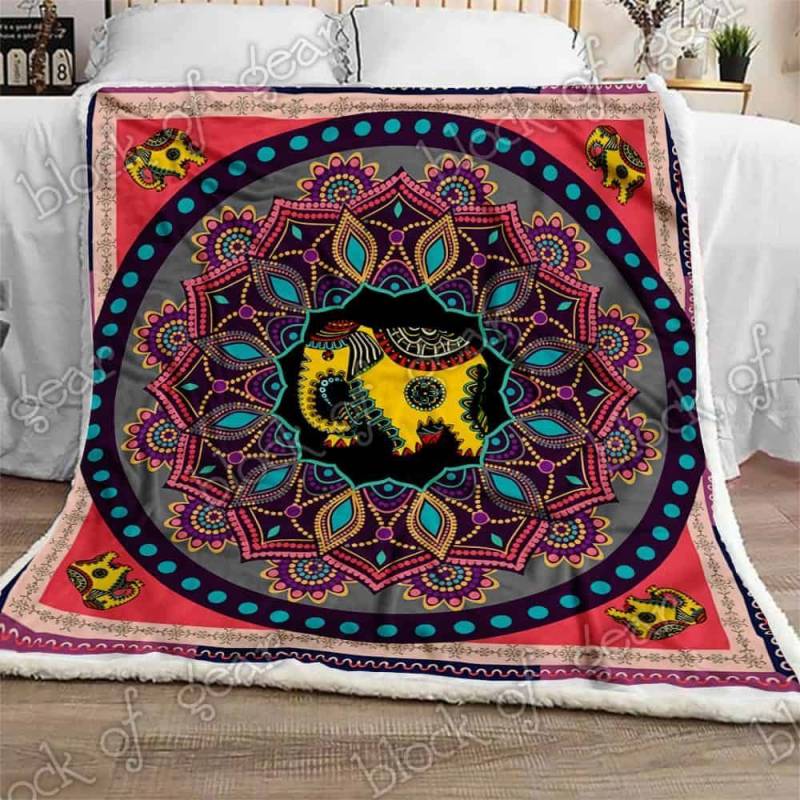 Mandala Style Elephant JK1091 Fleece Blanket