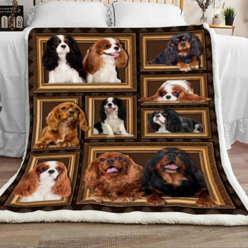 Cavalier King Charles Spaniel Dog Sherpa Blanket JR1001 90O47