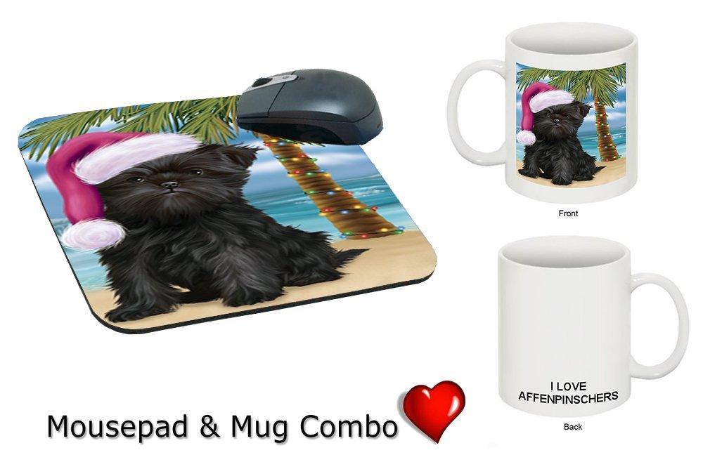 Summertime Affenpinscher Puppy On Beach Christmas Mug & Mousepad Combo Gift Set Mmcg1097