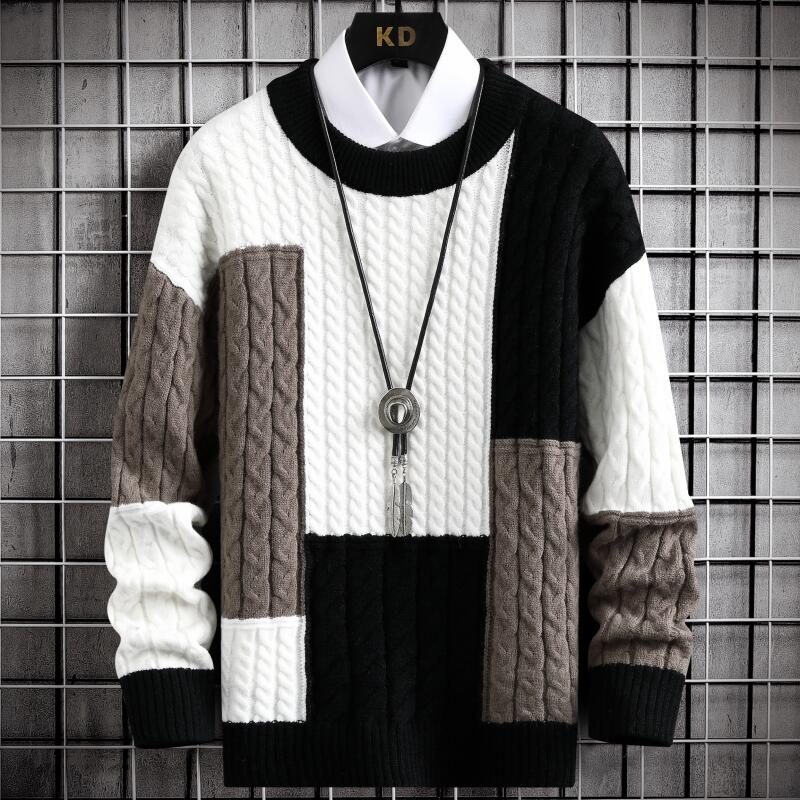 2022 New Winter Fashion Patchwork Cashmere Sweater Men High Quality Comfortable Mens Sweaters Thick Warm Male Christmas Pullover alx