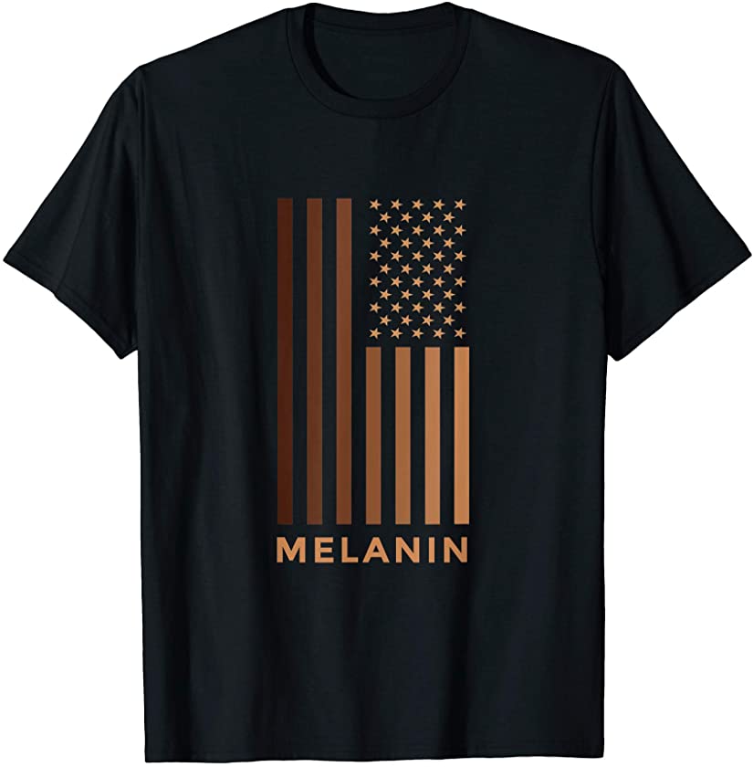 USA Flag in darker skin colors Melanin Black Lives Matter T-Shirt