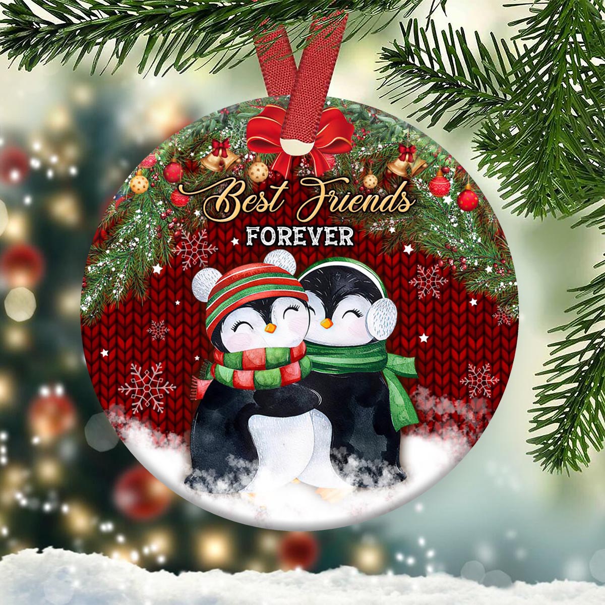 Penguin Best Friends Forever – Circle Ornament