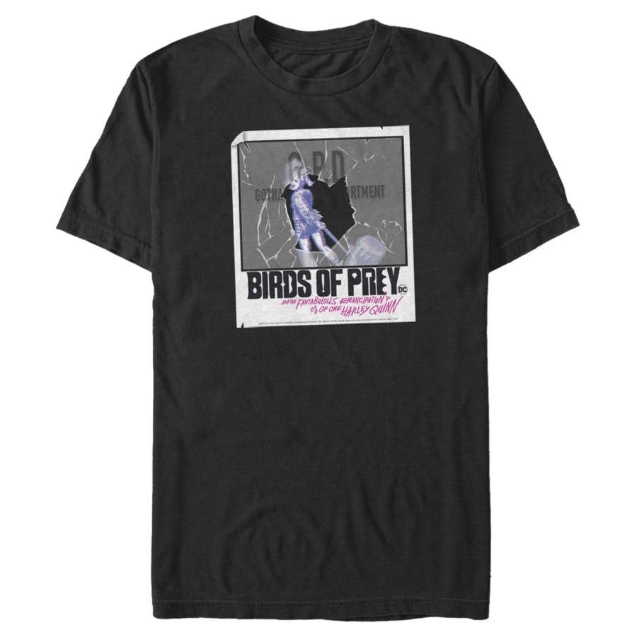 Birds of Prey Men’s Harley Quinn Shattered Polaroid  T Shirt