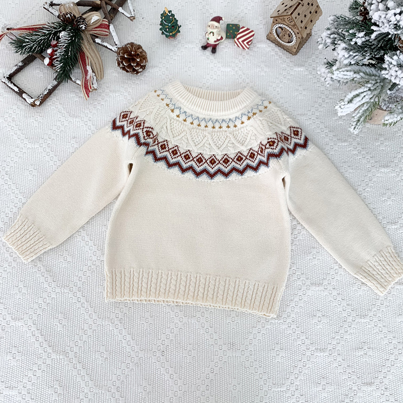 2022 Christmas Baby Boys Girls Sweaters Winter Knitted Infant Baby Clothes Christmas Pattern Kids New Year’s Costume Sweater alx