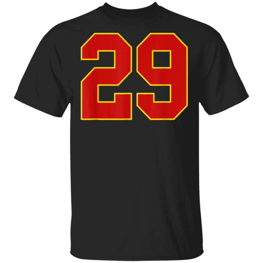 Red Number Twenty Nine 29 Tshirt  Kansas City Football TShirt