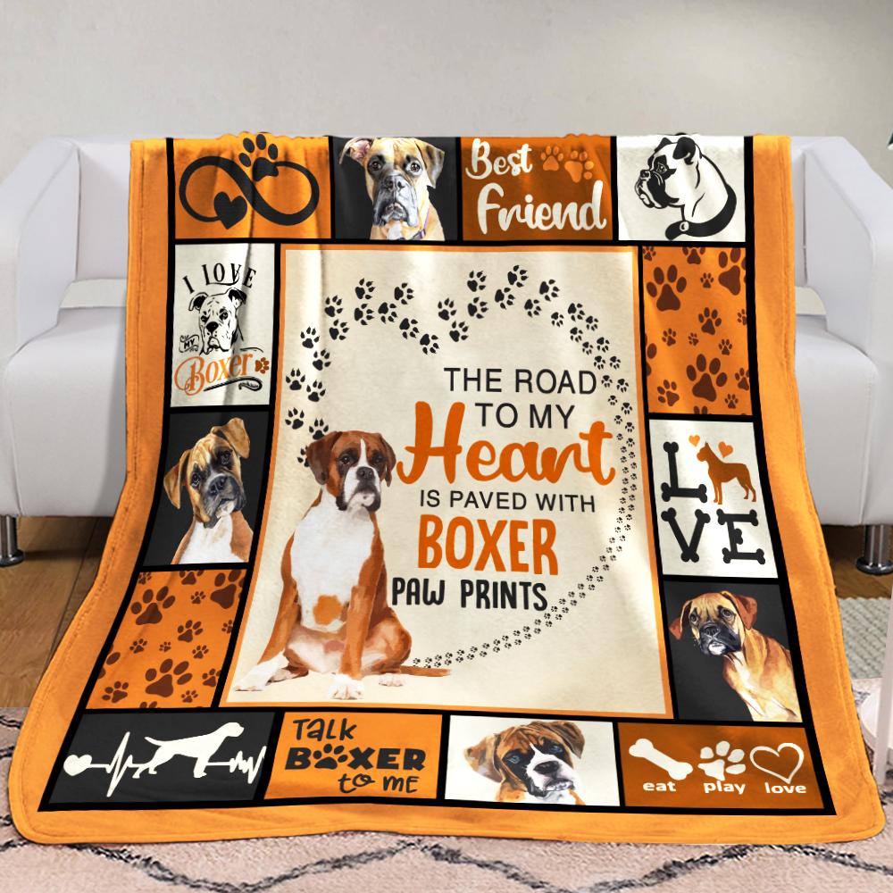 Boxer Dog Fleece Blanket, Sherpa Blanket, Gift For Parent, Family Member, Friends Gift, Christmas Gift, Home Decor, Home Living-Up1