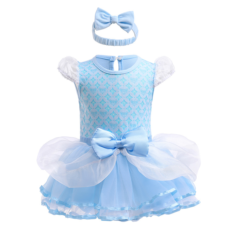 Baby TUTU Romper Dress With Headband Elsa Anna Belle Fairy Tris Baby Girl Clothes Size 3-18M Lovely Design Baby Clothes Dresses alx